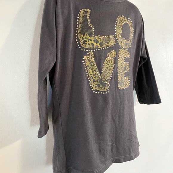 Girl’s Yom Yom Gray Jeweled LOVE Shirt Size 8 - Picture 7 of 10